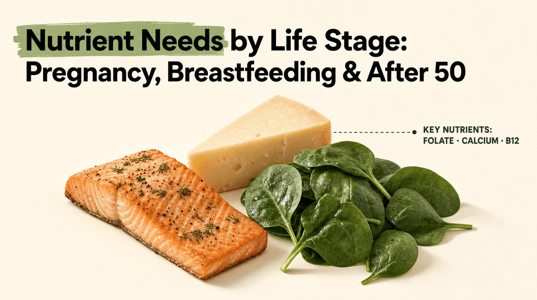 How nutrient needs shift during pregnancy, breastfeeding, and after 50, Fobalanz